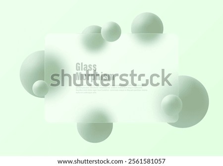 Glass morphism illustration, light gradient background with baffle and spheres.