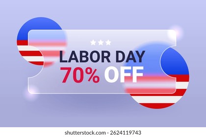 Morfismo de vidro Dia do Trabalho 70% fora cupom de venda. Desconto de feriado vetorial