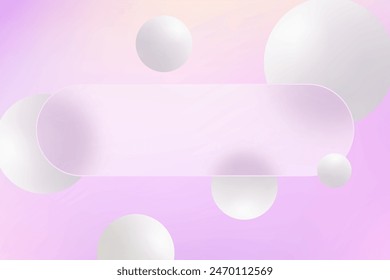 Glass morphism landing page. Glass partition template with white spheres.