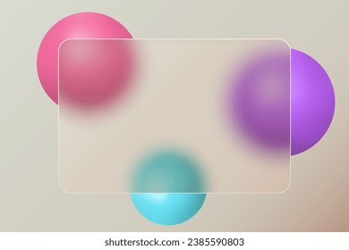 Mapa de morfismo de vidrio con esferas flotantes coloridas. Efecto de vidrio escarpado.