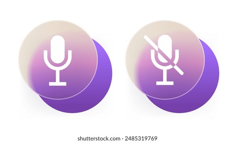 Icono de micrófono de morfismo de vidrio. Símbolo de Vector de micrófono silencioso 