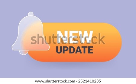 Glass morphism new update symbol. Bell notification icon