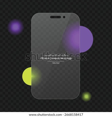 Glass Morphism Phone Screen Mockup with Transparent Effect and Abstract Spheres