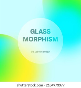 Glass morphism round card template. Liquid colorful gradient shapes, abstract art stock illustration. Glassmorphism concept with 3d geometric shapes. Frosted glass effect