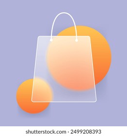 Morfismo de cristal icono de la bolsa de compras. Ilustración vectorial de Comercio