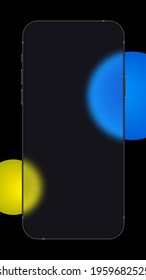 Glass Morphism Smartphone Wireframe Screen with Blurry Shapes. Vector illustration