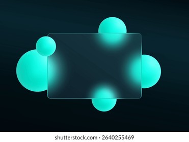 Glass morphism style background with blue glowing spheres and matte transparent panel
