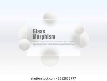Glass morphism style background landing page. Map template with white spheres on white background.