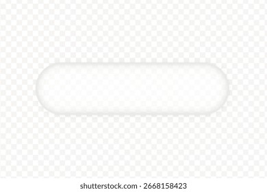 Morfismo de vidrio estilo Botón en blanco. Elemento de diseño de interfaz de usuario con un fondo transparente. Botón para interfaces y aplicaciones modernas.