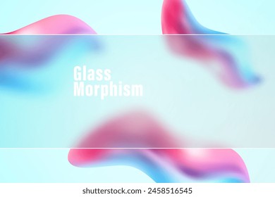 Glass morphism style image. Translucent frosted glass and abstract colored shapes.