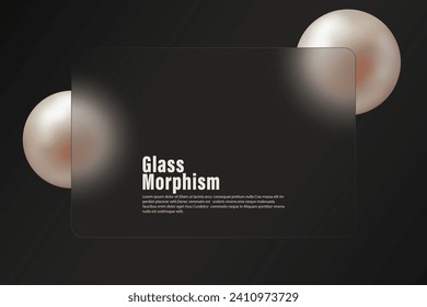 Glass morphism style. Realistic glass morphism effect with floating spheres.