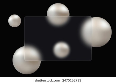 Glass morphism style. Realistic glass morphism effect with floating spheres.