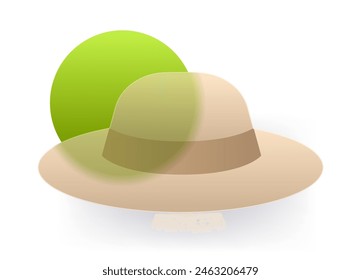 Glass morphism summer hat icon. Vacation vector symbol