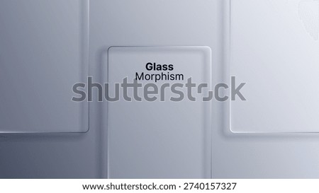 Glass morphism texture with white rectangles. Translucent frosted glass effect on a light gray background. UI UX design element.