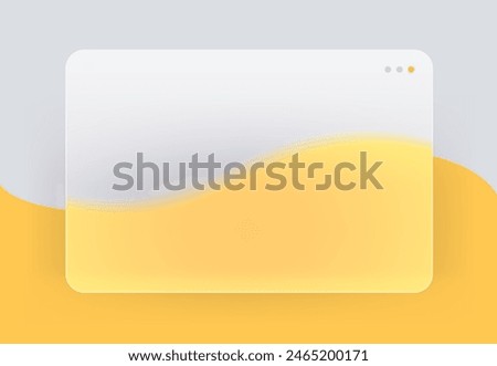 Glass morphism transparent horizontal blank browser window. Vector illustration