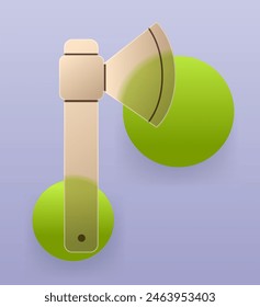 Glass morphism travel axe icon. Tourist vector symbol