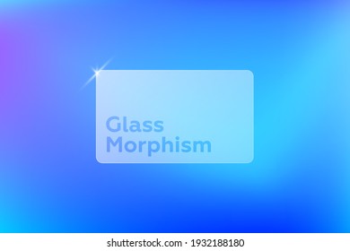 Glass morphism trend effect. Transparent frame in glass morphism. Rectangle. Vibrant web gradient on background. 