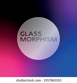 Glass morphism trend vector effect. Transparent frame in glass morphism. Circle. Vibrant web gradient on background