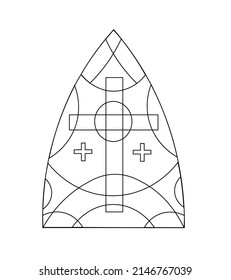 Glass with mosaic and cross. Vector church window