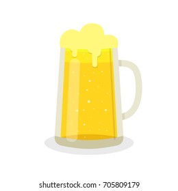 Glass mug of beer. Flat vector illustration.