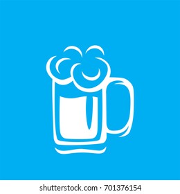 Glass mug of beer with foam