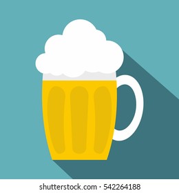 Glass mug of beer icon. Flat illustration of glass mug of beer vector icon for web isolated on baby blue background
