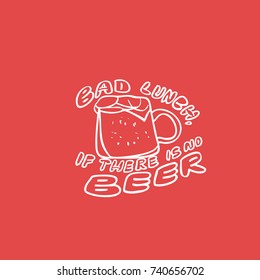 Glass mug of beer with beer text. Red.