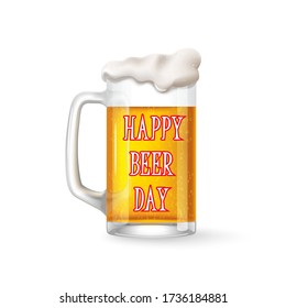 Glass mug of beer, vector illustration for your design international beer day