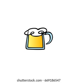 Glass mug of beer, vector illustration for your design. Doodle style. Vector.