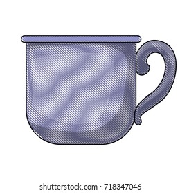 glass mug of coffee with handle colored crayon silhouette vector illustration