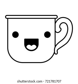 glass mug of coffee with handle monochrome kawaii silhouette vector illustration