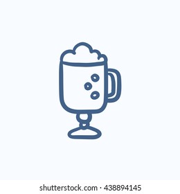 Glasmuschel mit Schaum-Vektorgrafik-Symbol einzeln auf Hintergrund. Handgezeichneter Glashorsch mit Schaumsymbol. Glasschleifer mit Schaumskizzensymbol für Infografik, Website oder App.