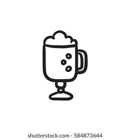 Mugre de vidrio con icono de dibujo vectorial de espuma aislado en el fondo. Muñeca de vidrio dibujada a mano con icono de espuma. Mugre de vidrio con icono de bosquejo para infografía, sitio web o aplicación.