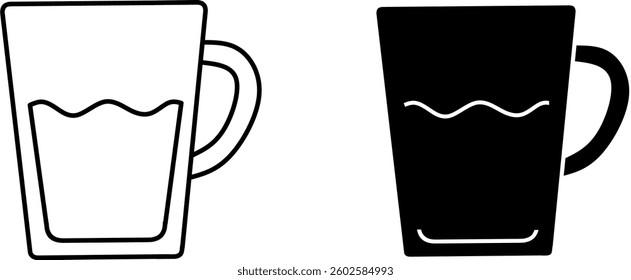 Glass and Mug with Liquid Icon Isolated on White
