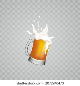 Glass mugs beer.Cold drink with white foam on a checkered background.