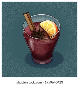 A glass of mulled wine. Vector illustration
