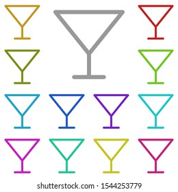 Glass multi color icon. Simple thin line, outline vector of glass drink icons for ui and ux, website or mobile application