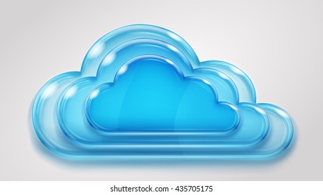 Glass multilayered cloud in light blue colors