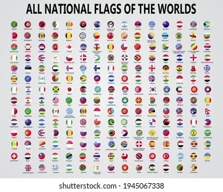 Glass national flags of the world. Glossy spherical flags all countries. 