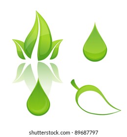 glass nature leafs sign set