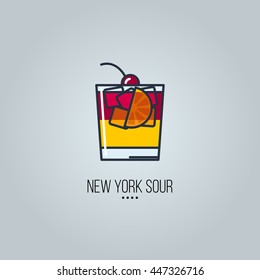 glass of new york sour cocktail vector icon