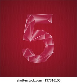 Glass number 5. Vector illustration