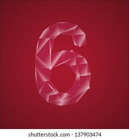 Glass number 6. Vector illustration
