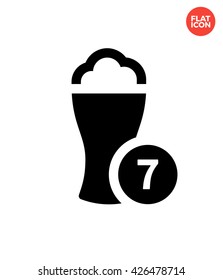 Glass with number Icon Flat Style Isolated Vector Illustration