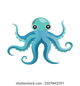 Glass Octopus under water animal flat vector illustration