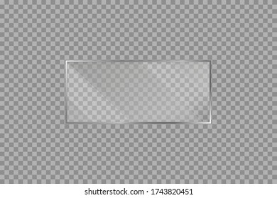 Vidrio de fondo transparente. Ventana de vidrio transparente realista. Marco transparente. Vector