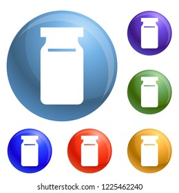 Glass only icons set vector 6 color isolated on white background