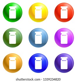 Glass only icons vector 9 color set isolated on white background for any web design 