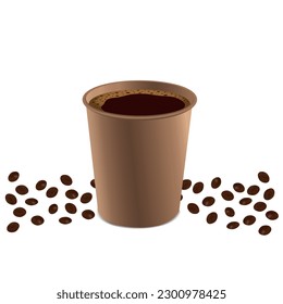 Glass open with coffee and coffee beans coffee bean on background vector illustration