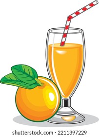 Ein Glas Orangensaft mit Orange